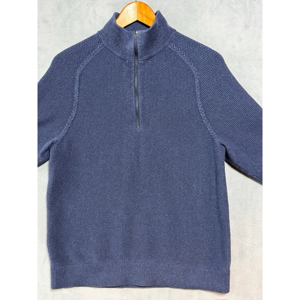 Lululemon Textured Knit 1/2 Zip Sweater Men's Medium Blue Pullover Preppy